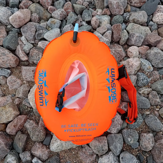 Grab Bag Donut Swim Buoy orange and inflated